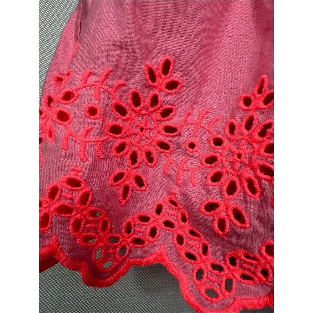 Baby Gap pink and neon orange woven eyelet sleeveless cotton top size 4T